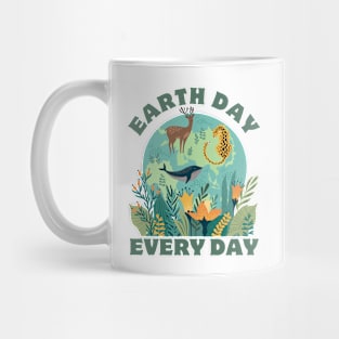 Pretty Animals and Plants Earth Day Every Day. Celebrate Earth Day Mug